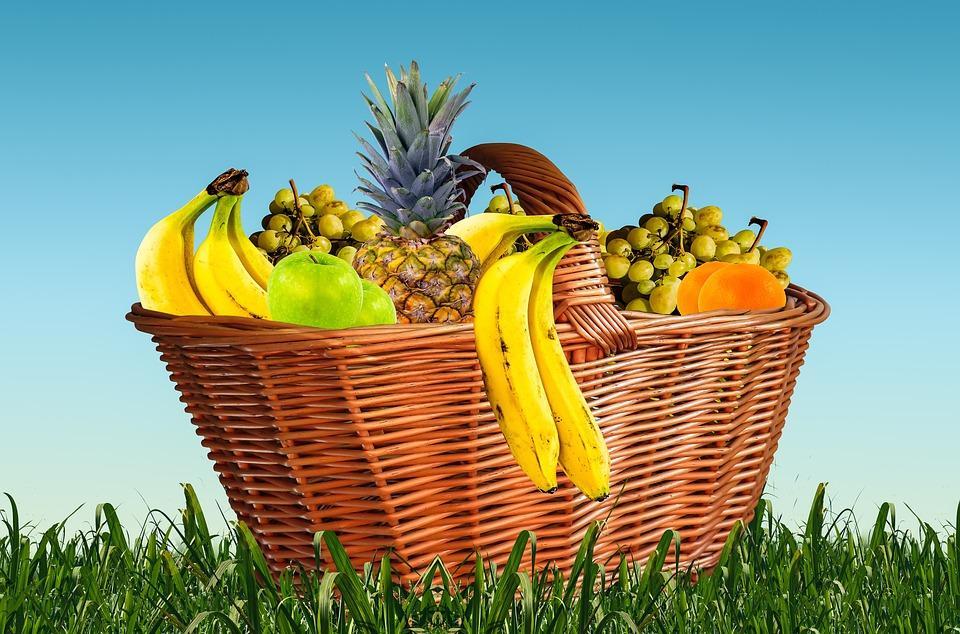 Fruit basket on ground