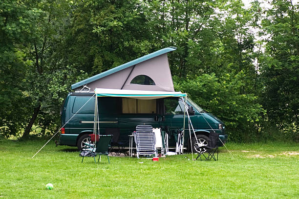 Simple car tent in open field