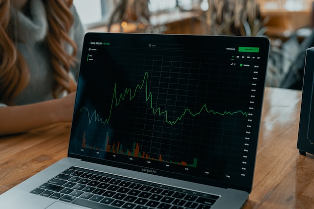 Stock market analysis on screen