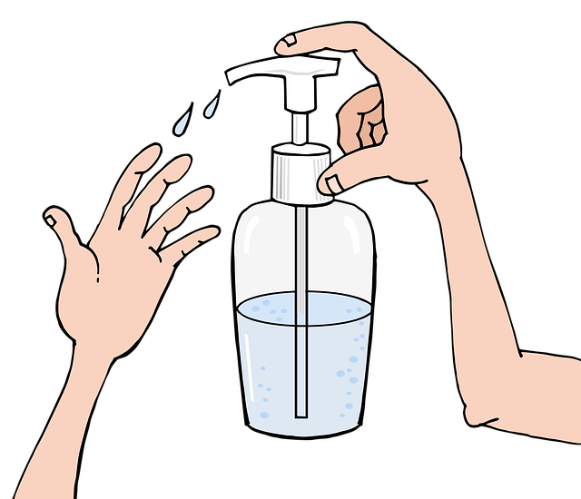 cartoon animation of hand cleansing