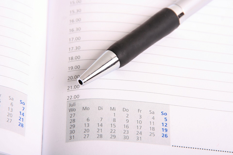 Calendar and a pen