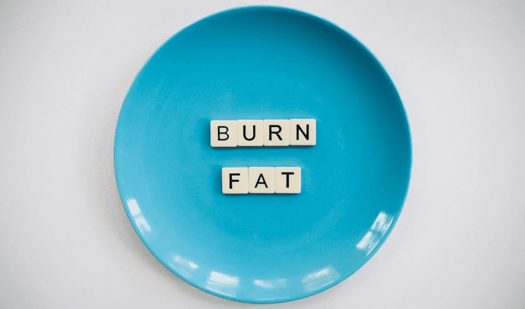 Burn fat on blue plate