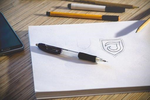 Pen, canvas and logo